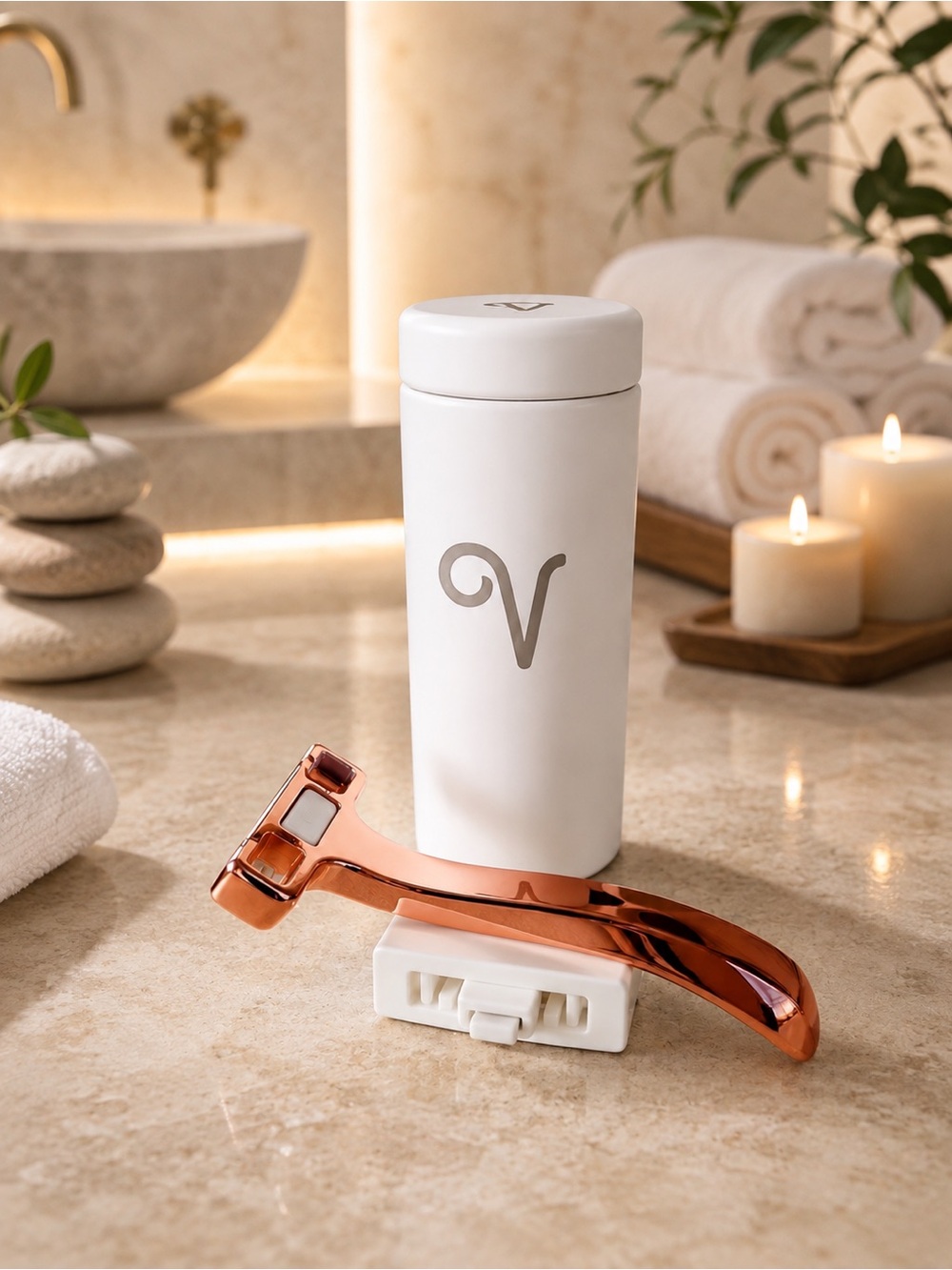 Shave With V Rose gold Metal Razor